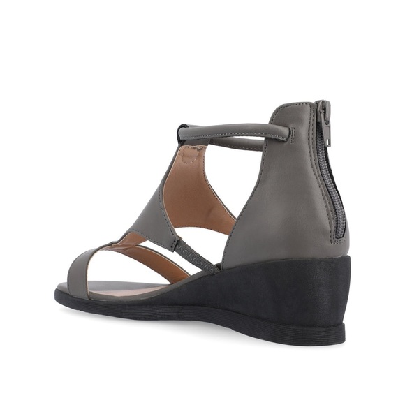 Journee Collection Women’s Trayle Wedge Sandals- Grey- 12 Wide - Picture 2 of 11